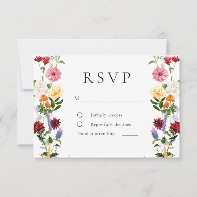Watercolor Wildflowers Spring Summer Wedding OSA Kort (Framsida)