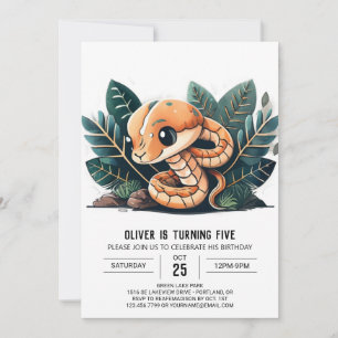 Watercolor Wildlife Snake Birthday Inbjudningar