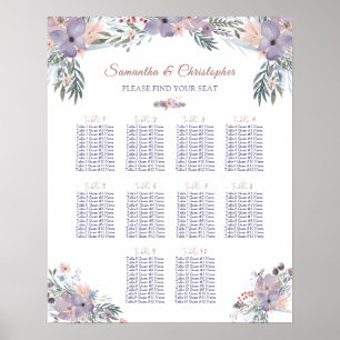 Watercolor Wildrows Seating Chart 10 Bord Poster