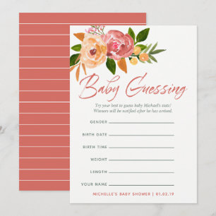 Watercolor Wildwers Baby Predictions Game Inbjudningar