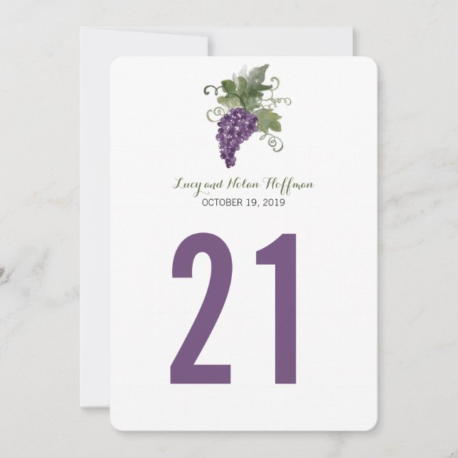 Watercolor Wine Vineyard | Bordnummer Inbjudningar (Framsida)
