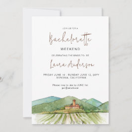 Watercolor Winery Bachelorette helg Party Inbjudningar