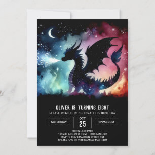 Watercolor Winged Dragon Birthday Anpassade Inbjudningar