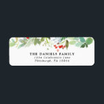 Watercolor Winter Berries och Greenery Returadress Etikett<br><div class="desc">Markera ditt favoritfamiljefoto på dina helgdagskort den här säsongen! Oavsett om du firar jul,  Hanukkah eller bara vill skicka ett nytt år hälsning till dina vänner och din familj har  Pappra Co. perfektens helgdag kort åt dig.</div>