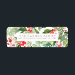 Watercolor Winter Berries och Greenery Returadress Etikett<br><div class="desc">Markera ditt favoritfamiljefoto på dina helgdagskort den här säsongen! Oavsett om du firar jul,  Hanukkah eller bara vill skicka ett nytt år hälsning till dina vänner och din familj har  Pappra Co. perfektens helgdag kort åt dig.</div>