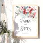 Watercolor Winter Blommigt Cards and Gifts Poster<br><div class="desc">Poster Watercolor Winter Blommigt Cards and Gifts är en fängslande blandning av vinterns elegans och romantiska charm, perfekt för att fira kärlek mitt i snösäsongens fantastiska ambitioner. Kärnan i denna design ljuger en fantastisk vattenfärgbild av känsliga frostvävningar som är sammanflätade med vibrerande röda bär. Blommigten visar prov på renhet och...</div>