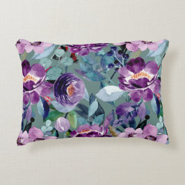Watercolor Winter Blommigt Pillow Prydnadskudde