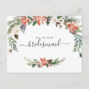 Watercolor Winter, Blommigt   Var min Bridesmaid Vykort