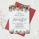 Watercolor Winter Blooms Blommigt Bat mitzvah Inbjudningar<br><div class="desc">Inbjudan familj och vänner med anpassadets Bat mitzvah inbjudan. Den har vattenfärgade trädgårdar i röd ros, vinbär och poinsettiska blommor med pinekoner och gröna accenter. Anpassa genom att lägga till information om namn, datum, tid, plats och andra händelser. Denna inbjudan till blommigt under vintern är perfekt för Bat Mitzvahs. Matchande...</div>