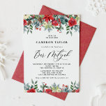 Watercolor Winter Blooms Blommigt Pub Mitzvah Inbjudningar<br><div class="desc">Inbjudan familj och vänner med anpassadet Pub Mitzvah inbjudan. Den har vattenfärgade trädgårdar i röd ros, vinbär och poinsettiska blommor med pinekoner och gröna accenter. Anpassa genom att lägga till information om namn, datum, tid, plats och andra händelser. Denna inbjudan till blommigt under vintern är perfekt för Pub Mitzvahs under...</div>