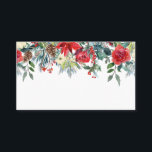 Watercolor Winter Blooms Garland Botanical Bröllop Placeringskort<br><div class="desc">Lägg till en vinteraccent i händelsetabellen med de här platskorten för anpassadet. De har en blommigt av vattenfärg med poinsettias,  röd ros,  pinekoner och grönenergi. De här blommigtarna är perfekter för vinterbröllop,  möhippor,  babyduschar,  födelsedagar och så vidare.</div>