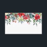 Watercolor Winter Blooms Garland Botanical Bröllop Placeringskort<br><div class="desc">Lägg till en vinteraccent i händelsetabellen med de här platskorten för anpassadet. De har en blommigt av vattenfärg med poinsettias,  röd ros,  pinekoner och grönenergi. De här blommigtarna är perfekter för vinterbröllop,  möhippor,  babyduschar,  födelsedagar och så vidare.</div>