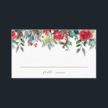 Watercolor Winter Blooms Garland Botanical Bröllop Placeringskort<br><div class="desc">Lägg till en vinteraccent i händelsetabellen med de här platskorten för anpassadet. De har en blommigt av vattenfärg med poinsettias,  röd ros,  pinekoner och grönenergi. De här blommigtarna är perfekter för vinterbröllop,  möhippor,  babyduschar,  födelsedagar och så vidare.</div>