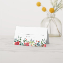 Watercolor Winter Blooms Garland Botanical Bröllop Placeringskort