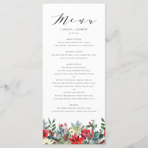 Watercolor Winter Blooms Garland Bröllop Meny