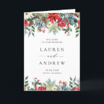 Watercolor Winter Blooms Garland Bröllop Program<br><div class="desc">bröllop-ceremonin med din familj och dina vänner med anpassadets bröllopsprogram-häfte. Den har en vattenfärgad röd poinsettia,  pinekoner och andra julaccenter. Anpassa genom att lägga till information. Dessa bröllopsprogram är perfekter för vinterbröllop.</div>