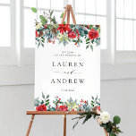 Watercolor Winter Blooms Garland Bröllop Välkommen Poster<br><div class="desc">Välkomna gäster till ditt evenemang med anpassadet bröllop välkomstskylt. Den har en blommigt av vattenfärg med blommor av typen poinsettia,  röd ros,  pinekoner och gröna accenter. Anpassa genom att lägga till information. Denna välkomstskylt från bröllop i blommigt är perfekt för vinterbröllop. Matchande objekt är tillgängliga.</div>
