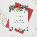 Watercolor Winter Blooms Garland QR Code Bröllop Inbjudan Vykort<br><div class="desc">Inbjudan gäster med det här anpassadets vykort för bröllopsinbjudan. Den har vattenfärgade trädgårdar av blommor från poinsettia, rött och elfenben ro och vinbär med bladaccenter. Anpassa genom att lägga till namn, data, tider och annan information. Med det här vykortet för vinterbröllopsinbjudan kombineras den tidlösa skönheten i vintertid med modern blommigt,...</div>