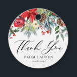 Watercolor Winter Blooms Garland Tack Gåvor Etiketter<br><div class="desc">Skicka tack till gäster och kunder med det här anpassadet tack vare att du föredrar taggen. Den har en vattenfärgad garland med blommor från poinsettien, ro, pinekoner, vinbär och grönska. Anpassa den här vintern-blommigten tack märkrn genom att lägga till din händelseinformation. De här vattenfärgstacken är perfekter för vinterbabyduschar, möhippa, födelsedagar...</div>
