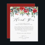 Watercolor Winter Blooms (vinterblåsorna) Bröllop<br><div class="desc">Skicka tack med det här anpassadet tack till ditt kort. Den har en blommigt med vattenfärg, med poinsettiska blommor, rött och elfenben ro, pinekoner, vinbär och grönmark. Anpassa genom att lägga till namn, meddelanden och annan information. Den här blommigten tackar du perfekten för vinterbröllop, möhippor, babyduschar och så mycket mer....</div>