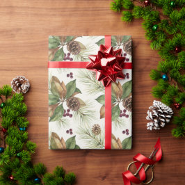 Watercolor Winter Botanical Pattern Presentpapper