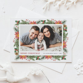Watercolor Winter Botanicals God jul Photo Helg Vykort