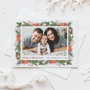 Watercolor Winter Botanicals God jul Photo Helg Vykort