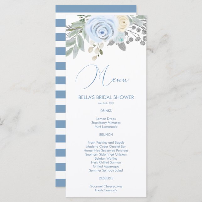 Watercolor Winter Flower Möhippa Meny (Fram/baksida)