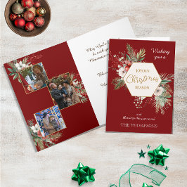 Watercolor Winter Flowers Red 3 Foton jul Kort