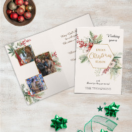 Watercolor Winter Flowers White 3 Foton jul Kort