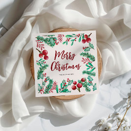 Watercolor Winter Foliage God jul Pappersservett