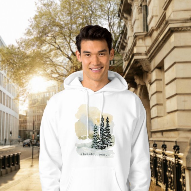 Watercolor Winter Forest Hoodie | Unisex Evergreen (Skapare uppladdad)