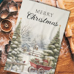 Watercolor Winter Forest Träd God jul Kökshandduk<br><div class="desc">Vintage vattenfärg Julgranar i skogshandduk. Behålla texten i "God jul as-is" eller redigera den.</div>