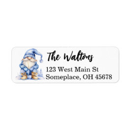 Watercolor Winter Gnome Returadress Etikett