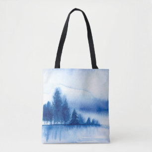 Watercolor Winter Gräs Träd Tygkasse