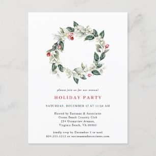 Watercolor Winter Greenery Julfest Vykort