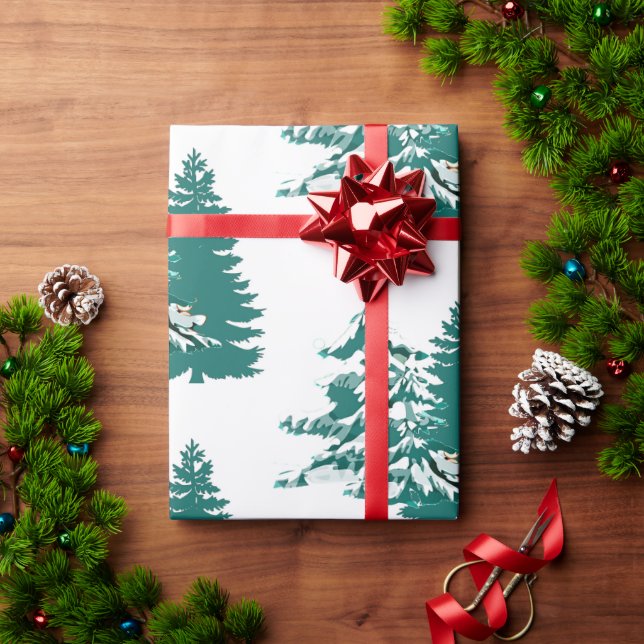 Watercolor Winter jul Woodland Träd Presentpapper (Julgåva)
