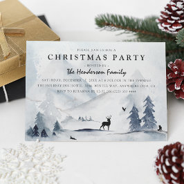 Watercolor Winter Mountain jul Party Inbjudningar