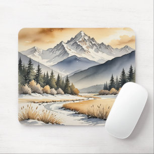 Watercolor Winter Mountain Valley Musmatta