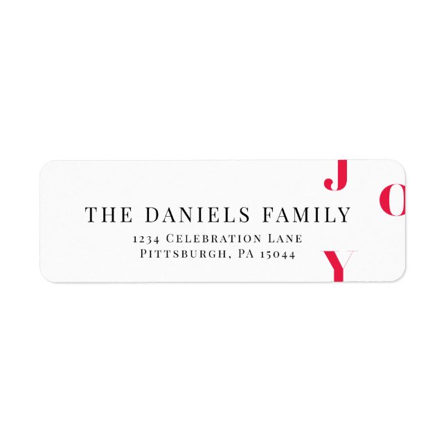 Watercolor Winter Red Joy Returadress Etikett (Framsidan)