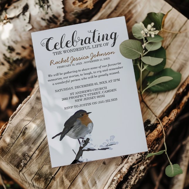 Watercolor Winter Robin | Firande i Life Inbjudningar (Skapare uppladdad)
