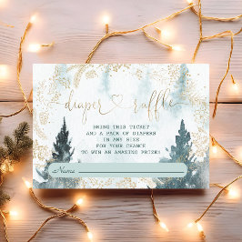 Watercolor Winter Scenery Guld Diaper Raffle Tilläggskort