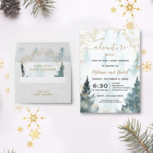 Watercolor Winter Scenery Guld WandeBaby Shower