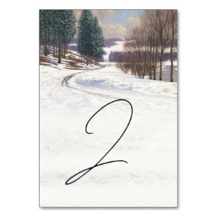 Watercolor Winter Snö liggande Bröllop Bordsnummer
