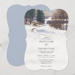 Watercolor Winter Snö liggande Bröllop Inbjudningar