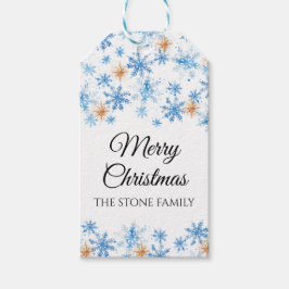 Watercolor Winter Snowflake God jul Presentetikett