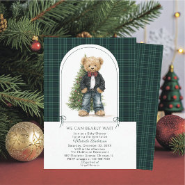 Watercolor  Winter  Teddy bear ChristmasInvitation Inbjudningar