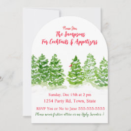 Watercolor Winter Träd PERSONALIZE Arch Inbjudningar