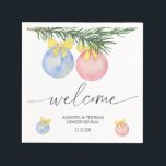 Watercolor Winter Welcome-gender visa Pappersservett<br><div class="desc">Boy eller Girl. Blå eller Rosa. Rosa av vattenfärg och bollar av blå jul med gender visar party. Gender avslöjar att party är dekorerat med ett vattenfärgsfärgat julgran boll leksak,  dekorerat med gult band! Matchande objekt är tillgängliga.</div>