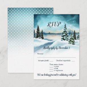 Watercolor Winter Wonderland Bröllop Menu OSA Inbjudningar